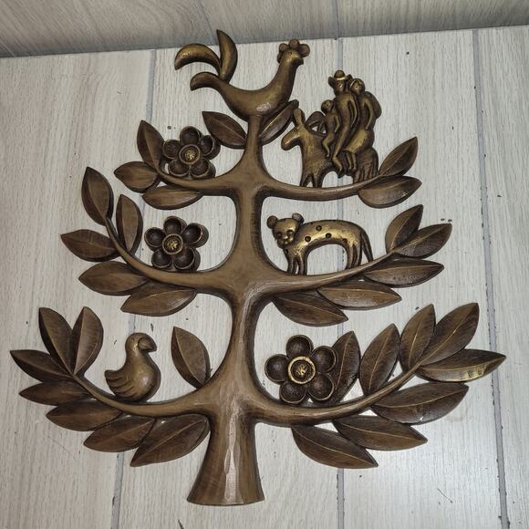 Vtg 1963 Homco Tree Of Life Folk Art Wall Hanging Decor MCM Hollywood Regency - Picture 2 of 5